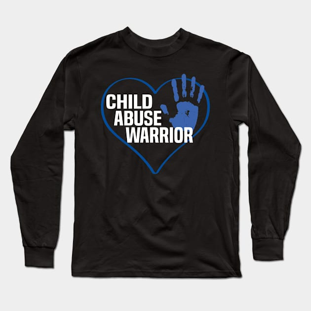 Child Abuse Awareness Warrior Blue Heart Long Sleeve T-Shirt by Uniqueify